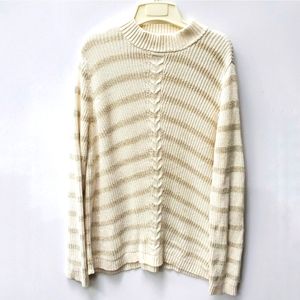 TALBOTS Oversized Chunky Sweater Gold Threads Sz 1X - Like New!